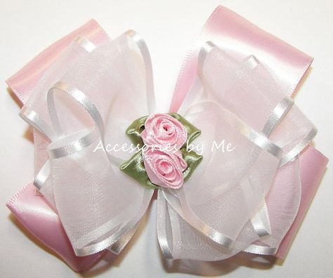 Flower Girl Hair Bows, Toddler Flower Girl, White Hair Bow, White Hair Bows, Toddler Flower Girls, Bow Light, Rose Girl, Bows Diy Ribbon, Pink Hair Bows