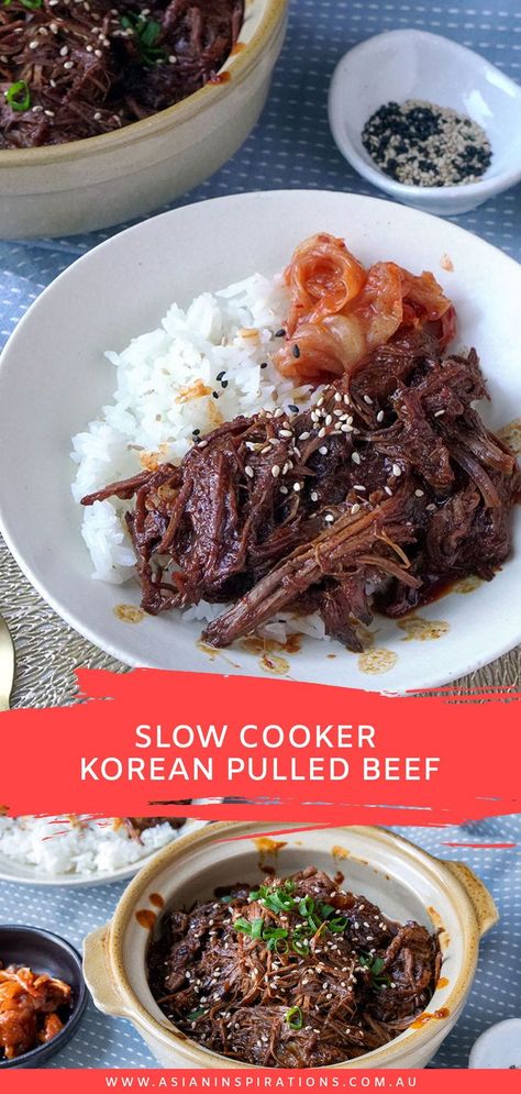 Korean Beef Recipes, Pulled Beef, Braised Pork Belly, Korean Recipes, Weekend Meals, Bbq Pulled Pork, Braised Pork, Eating Tips, Slow Cooker Beef