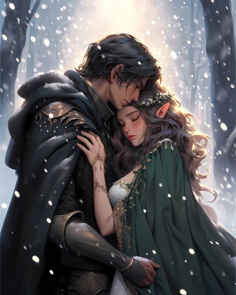 Male Faerie Art, Aphrodite Art, Fantasy Romance Art, Male Elf, Winter Couple, Faery Art, Secret Wedding, Elf Art, Fantasy Love