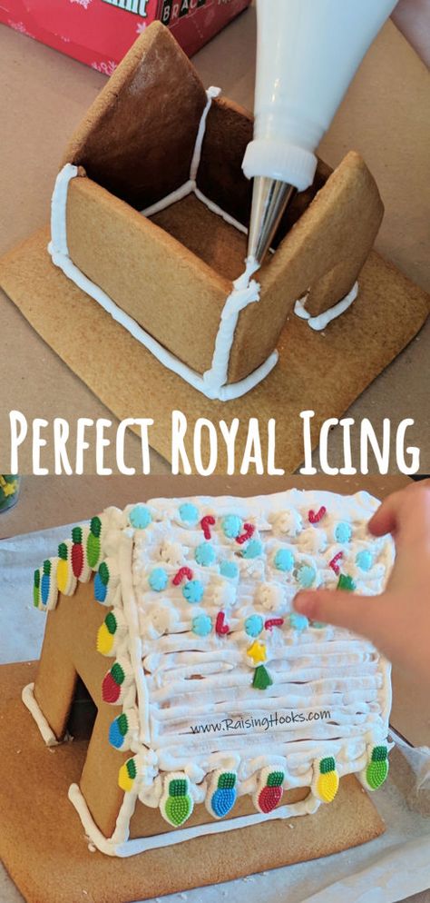 3 Ingredient Perfect Royal Icing. Strong and tasty for gingerbread house making. Best Gingerbread House Recipe, Gingerbread For Houses, Royal Icing For Gingerbread Houses, Icing For Gingerbread Houses, The Best Gingerbread House, Perfect Royal Icing, Best Gingerbread House, Gingerbread House Icing, Gingerbread Icing