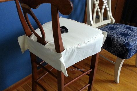 Padded Chair Cover | muslin pattern fitting blogged | SewAmazin | Flickr Diy Chair Covers, Chair Seat Covers, Dining Room Chair Slipcovers, Reupholster Chair Dining, Dining Chair Seat Covers, Kitchen Chair Covers, Bar Stool Covers, Dining Room Chair Covers, Reupholster Chair