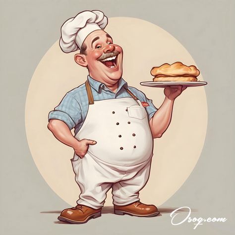 Baker Caricature | osoq.com Baker Caricature, Baker Character Design, Baker Illustration, Baker Cartoon, Restaurant Cartoon, Chef Illustration, Caricature Online, Chef Art, Caricature Drawings