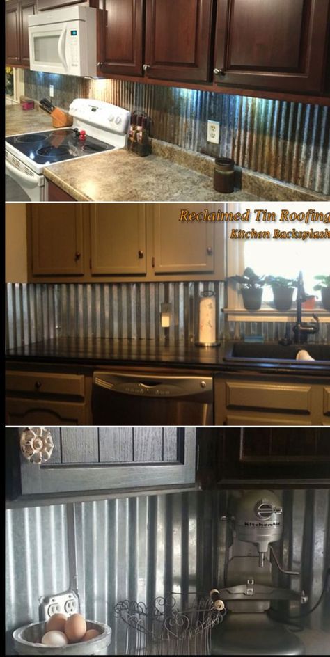 Kitchen Island Diy Ideas, Tin Backsplash Kitchen, Kitchen Renovation Diy Ideas, Rustic Kitchen Backsplash, Kitchen Island Diy, Italian Home Decor, Diy Kitchen Backsplash, Tin Kitchen, Rustic Country Kitchens