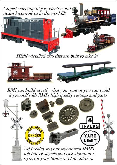 RMI Railworks Live Steam, Gas, Diesel and Electric Locomotives, Railcars, Railroad Track, Railroad Signals and Miniature Railroad Supplies Live Steam Models, Railroad Signs, Live Steam Locomotive, Ride On Train, Bamboo Crafts, Old Trains, Steam Engines, Electric Locomotive, Thomas The Tank