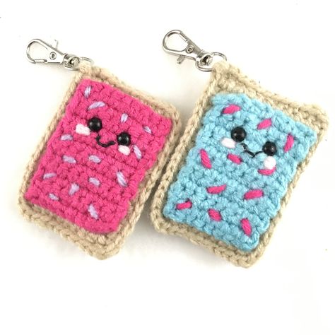 Crochet Pop Tart Keychain, Crochet Pop Tart Keychain Free Pattern, Pop Tart Crochet Pattern Free, Crochet Poptart Keychain Pattern, Fast Crochet Keychain, Pop Tart Crochet Pattern, Crochet Random Acts Of Kindness Patterns, Crochet Pop Tart Free Pattern, Crochet Poptart Free Pattern