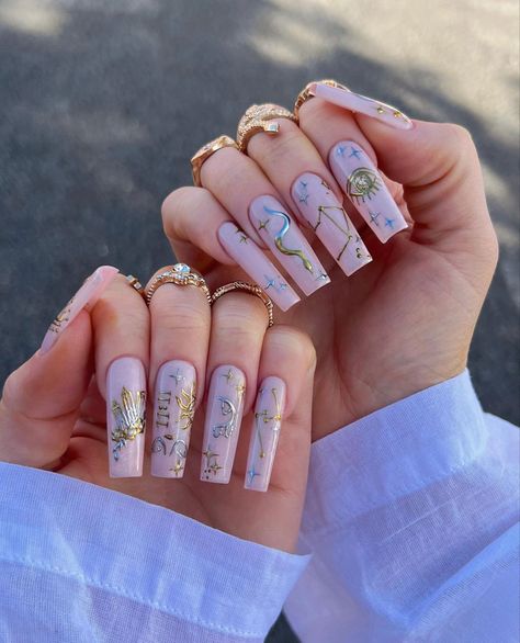 Astrology Nails, Nails Witchy, Witchy Nails, Nails Inspo, Nail Ideas, Nail Inspo, Astrology, Nails, Makeup