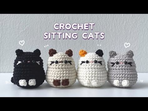 Crochet Sitting Cat Tutorial | Easy Beginner Crochet - YouTube Crochet Sitting Cat, Crochet Cat Tutorial, Crochet Cat Keychain, Diy Cat Toys Easy, Crochet Cat Pattern, Cat Tutorial, Crochet Keychain Pattern, Pola Amigurumi, Crochet Animals Free Patterns