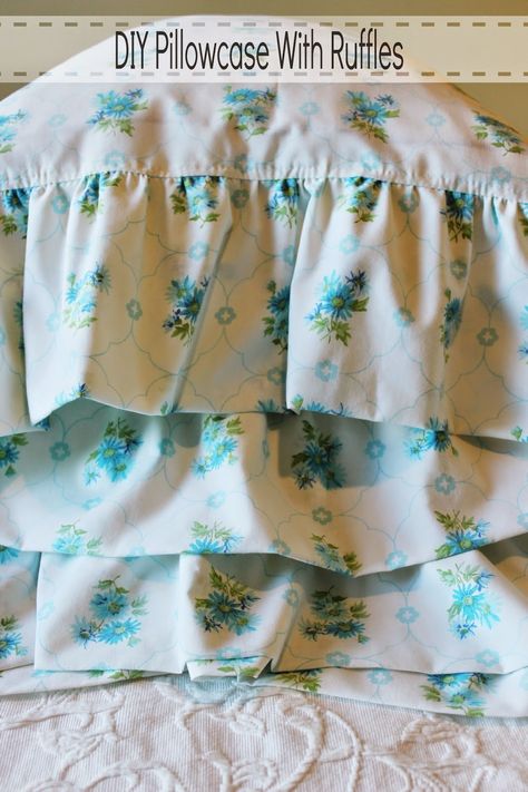 Happy At Home: sewing Pillowcase Ideas, Diy Pillowcase, Ruffle Pillow Case, Bedskirts, Diy Ruffle, Pillow Cases Diy, Watching Football, Household Sewing, Ruffle Pillow