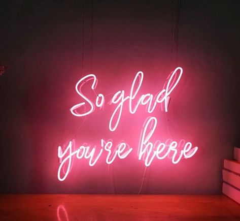 Glow Hub | Custom Neon Signs on Instagram: “so glad you’re here” So Glad Youre Here Sign, We Are Glad You Are Here, Boutique Building, Inspiration Tattoos, Custom Neon, Custom Neon Signs, Apartment Ideas, Inspirational Tattoos, Neon Sign