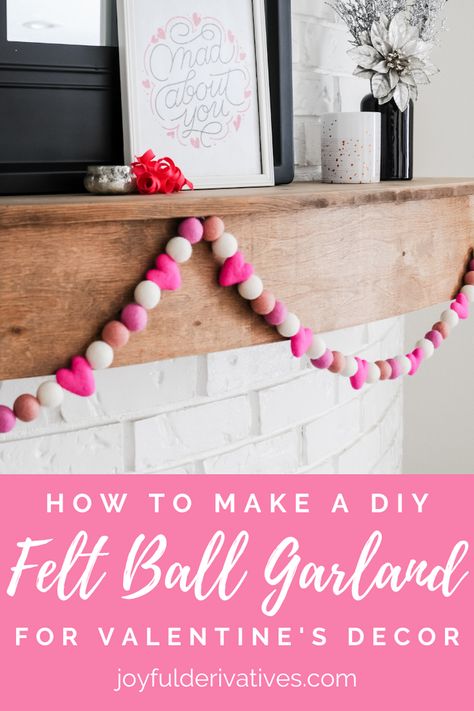 Saint Valentin Diy, Valentines Bricolage, Garland Tutorial, Valentine Garland, Valentine's Day Crafts, Diy Valentine's Day Decorations, Valentine's Day Crafts For Kids, Diy Valentines Decorations, Ball Garland