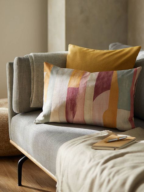 John Lewis & Partners Structure Linen Cushion, Multi Lewis Structure, Shell Station, Watercolor Effects, Cushion Filling, Linen Cushion, Cushion Fabric, Sitting Room, Home Collections, Room Ideas