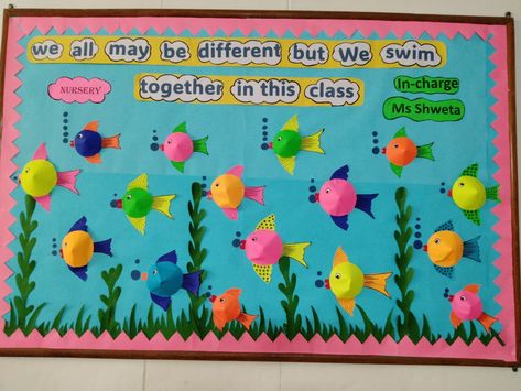 Chart For Classroom, Class Board, Under The Sea Crafts, English Thoughts, Class Theme, Sea Crafts, School Bulletin Boards, Board Decoration, Different Quotes