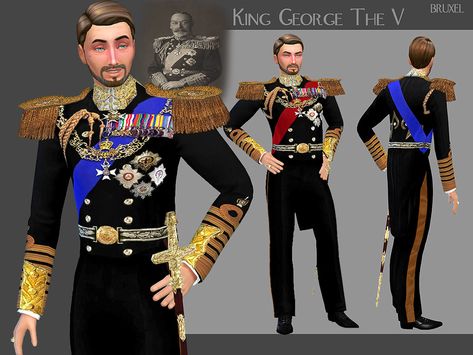 Bruxel - King George V Uniform Royalty Clothes, Royalty Clothing, Sims Medieval, Royal Clothes, Prince Clothes, King Outfit, Pelo Sims, King George V, Queen Outfit