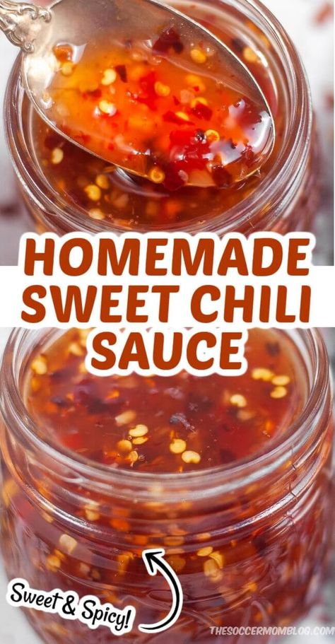 Homemade Sweet Chili Sauce, Sweet Chili Sauce Recipe, Chili Sauce Recipe, Homemade Sauce Recipes, Homemade Condiments, Asian Sauce, Homemade Spices, Homemade Seasonings, Sweet Chilli