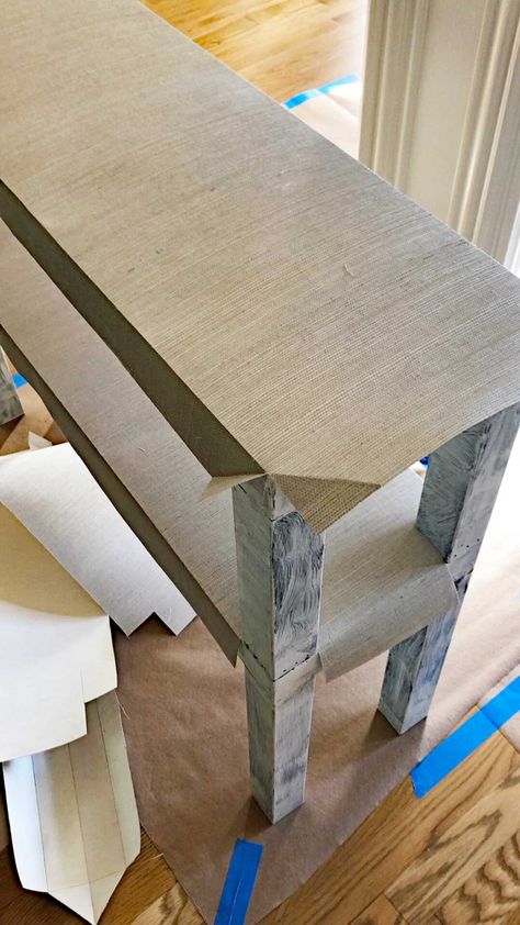 Grasscloth Entry Table, Diy Console Table Entryway, Grasscloth Console Table, Ikea Console Table, Diy Entry Table, Ikea Lack Table, Small Console Table, Console Table Entryway, Diy Console Table