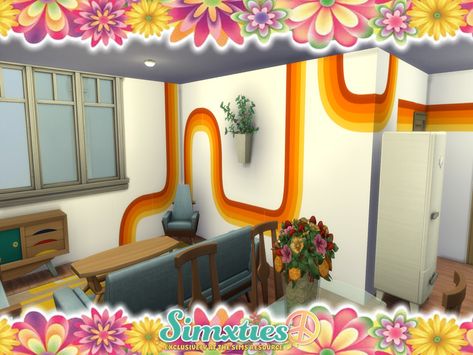 Sims 4 Groovy Cc, Groovy Lines, 70s Furniture, Atomic Retro, Cc Sims4, Cc Furniture, Sims 4 Cc Furniture, Sims4 Cc, Sims 4 Build