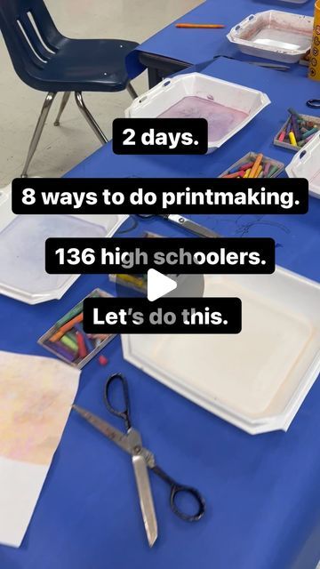 Shoop-York’s Art Crew on Instagram: "Basically 2 days of creative chaos but it’s worth it, right?! My goal is for every student to find at least ONE process that they think is cool 😎   #printmaking #prints #printmakingworkshop #printmakingideas #printmakingtechniques #printmakinglife #highschool #highschoolart #artteacher #art #artteachersofinstagram #artteacherlife #printmakingwithkids #gelliprint #hydrodip #bubbleprint #chalkprint #marbling #chaos #letsdothis" Types Of Printmaking, Printmaking For Middle School, High School Printmaking Projects, 1 Day Art Projects Middle School, Printmaking High School, Highschool Art Projects, Highschool Art Project Ideas, Art Projects High School, Cmyk Art