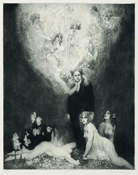 Norman Lindsay: 'The C Sharp Minor Quartet' Etching, 1927 Norman Alfred Williams Lindsay, C Sharp, Norman Lindsay, Ange Demon, Occult Art, Australian Art, The C, Australian Artists, Art Auction