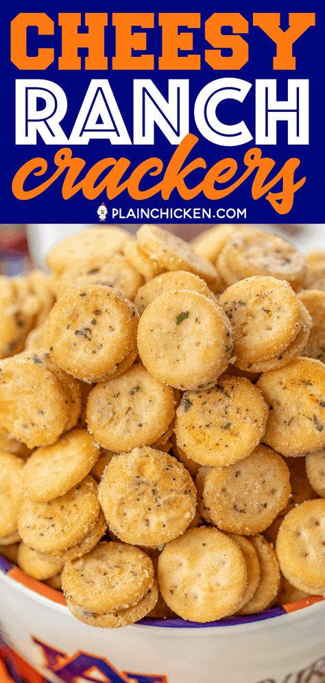 Cheesy Ranch Crackers, Chicken Ritz, Soups And Chilis, Ranch Crackers, Ritz Bits, Ritz Cracker Recipes, Football Friday, Cheesy Ranch, Ranch Mix