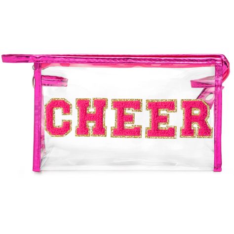 PRICES MAY VARY. Vibrant Cheerleader Style: Elevate your cheerleading game with our vibrant rose red bordered CHEER cosmetic bag, featuring bold hot pink "CHEER" lettering accented with shimmering gold glitter. This bag exudes the dynamic spirit and energy of cheerleading, adding a pop of enthusiasm to your ensemble. Sturdy PVC Construction: Crafted from sturdy PVC plastic, our CHEER letter cosmetic pouch is designed to withstand the rigors of cheerleading practice and travel. Splash-proof, stai Unique Cheer Gifts, Cheer Travel Gifts, First Cheer Competition Gift, Christmas Gifts For Cheerleaders, Cheer Snack Bag Ideas, Cheer Duffle Bag, Cheer Buddy Gifts, Cheer Christmas Gifts For Team, Cheerleader Goodie Bag Ideas