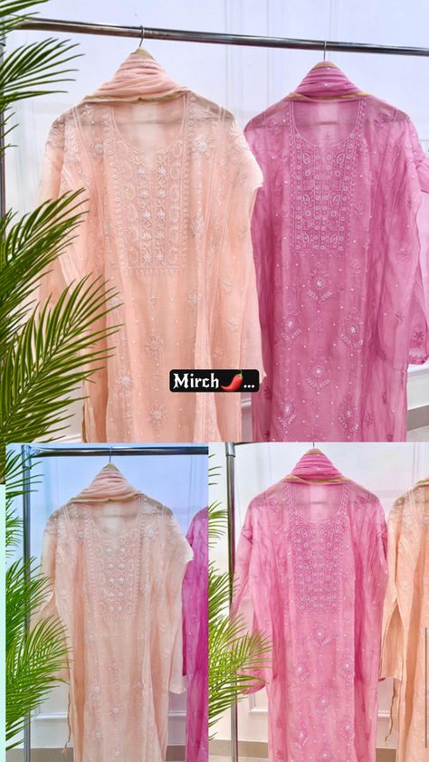 Adorn yourself in elegance with our Hand Embroidered Pure Mul Semi-Stitched Kurta & Dupatta set. Crafted from pure soft Mul Chanderi, it boasts exquisite Superfine Chikankari embellished with Cutdana & Pearl work, adding a touch of sophistication to your ensemble. Available in Peach & Onion Pink colors, with sizes up to 56" and a length of 48". Elevate your style effortlessly!   For bookings WhatsApp 9900087412    #HandEmbroidered #PureMulChanderi #Chikankari #CutdanaAndPearlWork #Elegance Onion Pink, Pearl Work, Dupatta Set, Pink Color, Hand Embroidered, Pure Products, Pink, Color