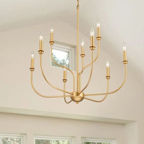 Williston Forge Evi 6 - Light Candle Style Classic / Traditional Chandelier | Wayfair Hanging Candle Lights, Chandelier Farmhouse, Classic Chandelier, Wagon Wheel Chandelier, Farmhouse Chandelier, Candle Style Chandelier, Geometric Chandelier, Candle Chandelier, Iron Candle