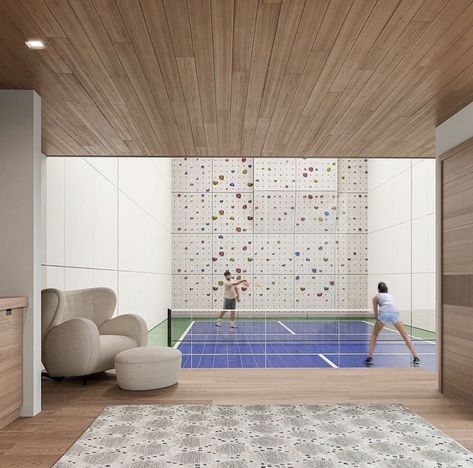 Indoor Pickleball Court, Indoor Pickleball, Indoor Sports Court, Floating Fireplace, Indoor Outdoor Pool, Hearth Room, Pickleball Court, Sport Court, Indoor Sports