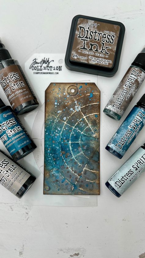 Instagram Tim Holtz Seasonal Scribbles, Tim Holtz Festive Overlay, Tim Holtz Unraveled, Scorched Timber Tim Holtz, Tim Holtz Yuletide Colorize, Snow Cap, Air Blower, Ink Blending, Ranger Ink