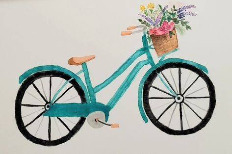 Bike Painting, Summer Bike, Bicycle Art, Canvas Painting Designs, Painting Designs, Hobbies And Crafts, Paint Designs, Creating Art, Painting & Drawing