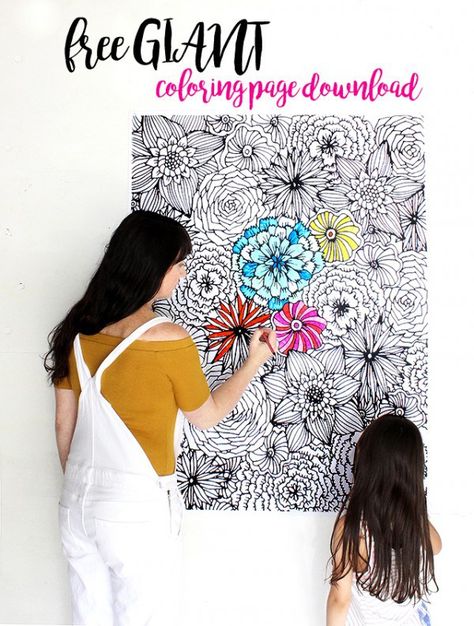 I’ve shared loads of fun and free coloring pages on this blog but never a giant one that could cover your entire wall. You can take it to places like Staples and Office Depot and have it prin… Coloring Page Bulletin Board, Diy Giant Coloring Poster, Destress Coloring Bulletin Board, Group Coloring Project, Coloring Bulletin Board, Large Coloring Posters, Colouring Wall, Alisa Burke, Coloring Posters