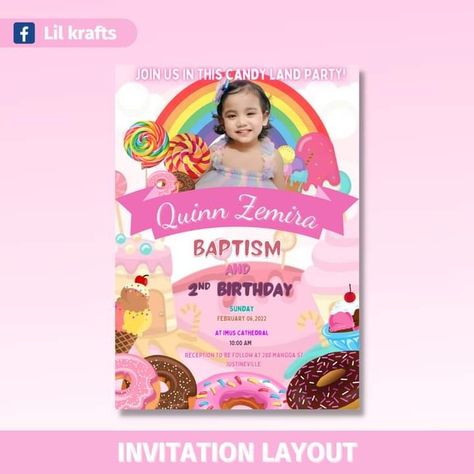 Message us on fb page @lil krafts ᴗ̈ Candy Land Invitation Template, Candy Land Invitation, Candyland Invitations, Invitation Layout, Candyland Party, Candy Land, Fb Page, Business Ideas, 2nd Birthday