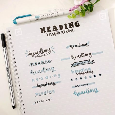 Cute Headings For Notes, Sub Heading Ideas, Heading Design For Notes, Ideas For Notes, Titles Ideas, Header Ideas, Book Creative, Lettering Guide, Bond Paper Design