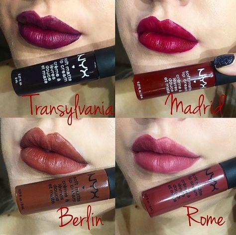 Nyx Smooth Whip Swatches, Nyx Soft Matte Lip Cream Swatches, Nyx Swatches, Beautiful Lip Color, Nyx Soft Matte Lip Cream, Natural Summer Makeup, Soft Matte Lip Cream, Makeup Board, Matte Lip Cream