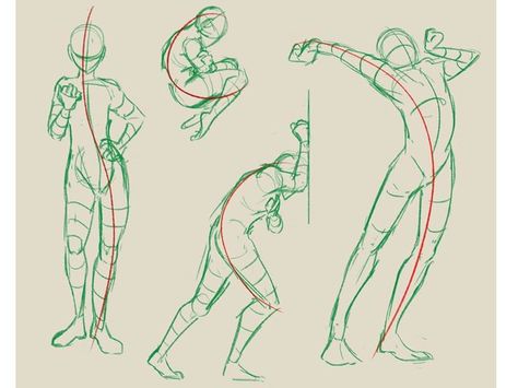 The Line of Action is a key concept used in starting a gesture drawing; it greatly helps to capture the overall movement of the pose, it discerns the holistic relationship of parts-to-whole of a figure, and it initiates the rhythmic sweeping quality of line which is so integral to gesture drawing, ultimately expressing the life energy within the human form. Anime Anatomy, Line Of Action, Figure Drawing Practice, Shadow Drawing, Action Pose Reference, Human Anatomy Drawing, Manga Drawing Tutorials, Figure Reference, Gesture Drawing