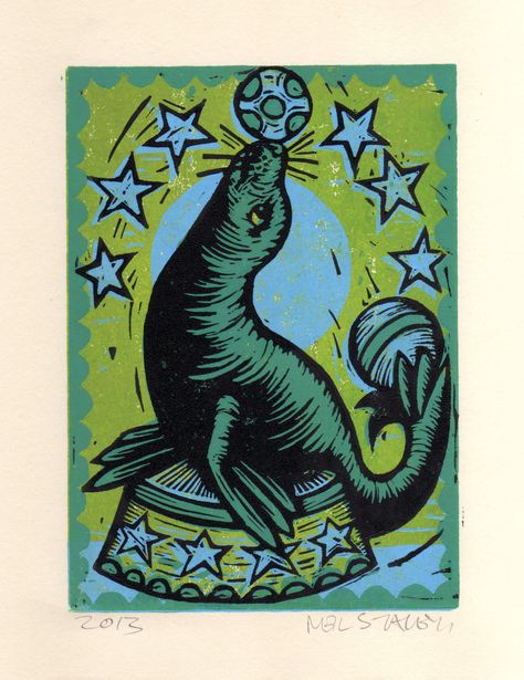 Linocut Circus Seal, Hand Printed Linocut Art Print, Children's Room Decor, Wall Art by HorseAndHare on Etsy https://www.etsy.com/listing/163088133/linocut-circus-seal-hand-printed-linocut Octopus Linocut, Circus Seal, Art Octopus, Octopus Wall Art, Linoleum Block Printing, Linoleum Block, Octopus Art, Linocut Art, Nautical Art