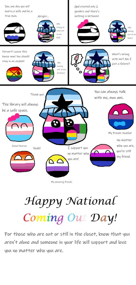 Lgballt Comics, Lgbtq Balls, Pride Balls, Bisexual Wallpaper Iphone Aesthetic, National Coming Out Day, Asexual Humor, Pride Stuff, Lgbt Humor, Lgbt Memes