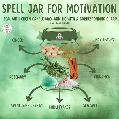 Willow Witchcraft (@willow.witchcraft) • Instagram photos and videos Spell Jar For Motivation, Spell Jar Motivation, Easy Spell Jars, Witchy Oils, Money Oil Recipe, Magickal Tips, Spiritual Crafts, Witchy Ideas, Personal Philosophy