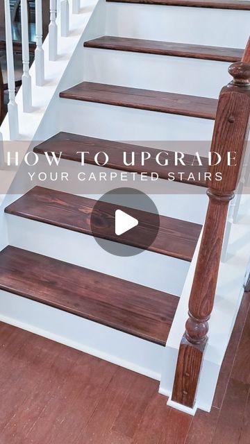 Mary Johanson | DIY Tutorials + Home Maintenance & Inspiration on Instagram: "Wow!  I can't believe it's been almost a year since I tackled these stairs!  They are still as beautiful as ever to me 🤩 Here are a few takeaways (save this for your next project):  🔨 check under your carpet before ripping it to see if you have actual treads (I got lucky). If you only have plywood you will need to buy and install treads.  🔨 Take your time!  This was my first time doing stairs and I'm a SAHM so I spread it out over a few weeks   ❤️ For more details on any of my projects check out my highlights bubbles in my profile  . . . . #diytutorial #diyhomeimprovement #makersgonnamake #makers #makersofinstagram #modernfarmhousestyle #modernfarmhouse #fixerupper #grandmillennial #stairs #beforeandafter" Painting Plywood Stairs, Restain Stairs, Taking Carpet Off Stairs Diy, Vinyl On Stairs, Diy Stairs Makeover Cheap, Painting Plywood, Diy Stairs Makeover, Redo Stairs, Top Of Stairs