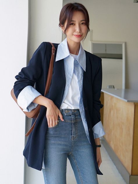 Navy Blue Blazer Outfit Women, Navy Blazer Outfit Women, Navy Blue Shirt Outfit, Blue Blazer Outfits For Women, Navy Blue Blazer Outfit, Navy Blazer Outfits, Blazer Outfits Women, Summer Office Attire, Blue Blazer Outfit