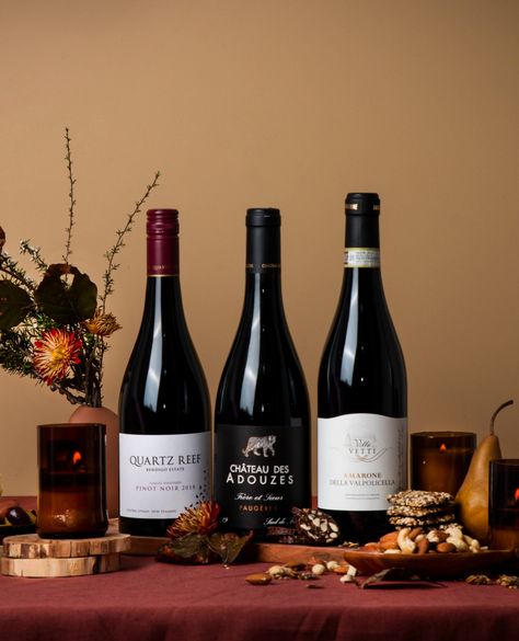 Christmas Styling Photography, Wine Photoshoot, Wine 101, Wine Christmas, Autumn Wine, Wine Gift Set, Wine Photography, Different Wines, Holiday Photoshoot