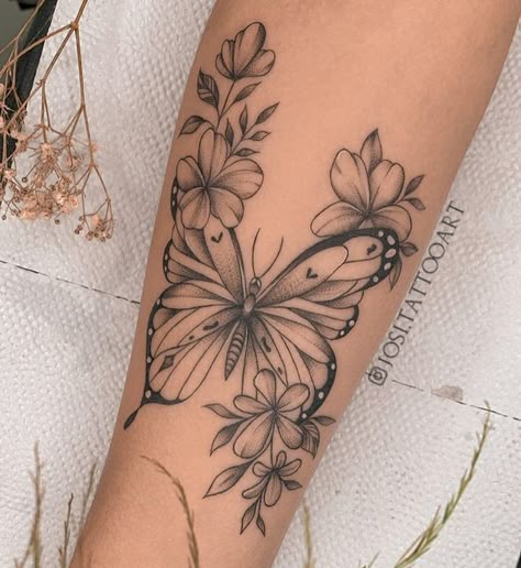 Flower Leg Tattoos, Butterfly Tattoos On Arm, Bookish Tattoos, Butterfly And Flowers, Mommy Tattoos, Butterfly Tattoos For Women, Tattoos For Women Flowers, Writing Tattoos, Tasteful Tattoos