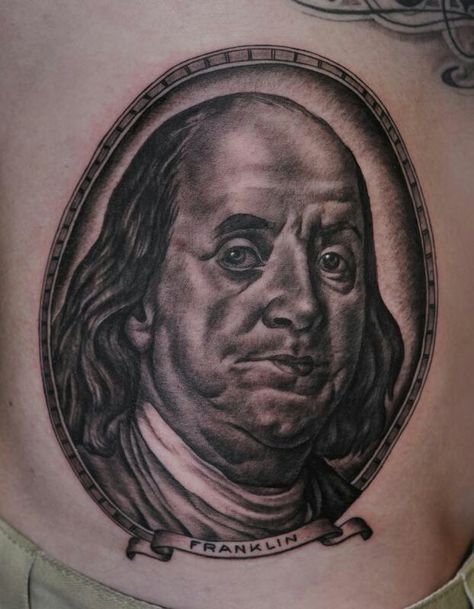 Benjamin Franklin tattoo Benjamin Franklin Skull Tattoo, Benjamin Franklin Tattoo Stencil, Benjamin Franklin Tattoo Design, Ben Franklin Tattoo Design, Ben Franklin Tattoo, Benjamin Franklin Tattoo, Benjamin Tattoo, Bandana Tattoo, Gangster Tattoo