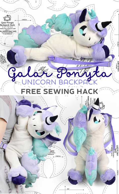 Spring Sale! Plus a new Unicorn Backpack Pattern and Free Pattern Hack! | Choly Knight Choly Knight, Backpack Sewing, Sewing Templates, Unicorn Backpack, Pattern Hack, Cute Sewing Projects, Animal Sewing Patterns, Plushie Patterns, Sewing Stuffed Animals