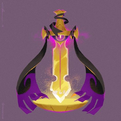 Aegislash Art, Aegislash Pokemon, Power Art, Ghost Pokemon, Pokemon Poster, Oc Pokemon, Pokémon Art, Anime Black Hair, Gotta Catch Them All