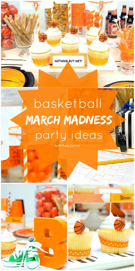 March Madness Basketball Birthday Party Ideas March Madness Birthday Party, Basketball Birthday Party Ideas, March Madness Parties, Bracket Challenge, Basketball Birthday Party, Ball Birthday Party, March Madness Basketball, Basketball Ideas, Basketball Theme Party