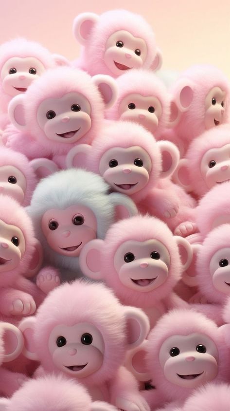 Fluffy pastel Monkey cartoon mammal animal. | free image by rawpixel.com / Ake Pastel, Cute Monkey Wallpaper Iphone, Monkey Wallpaper Cute, Pink Monkey Wallpaper, Teddy Bear Aesthetic, Cartoon Teddy Bear, Monkey Cartoon, Bear Aesthetic, Pink Monkeys