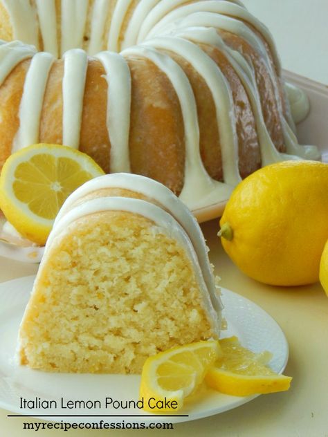 Italian Lemon Pound Cake, Lemon Bundt Cake, Torte Cupcake, Lemon Cake Recipe, Lemon Pound Cake, Bundt Cakes Recipes, Pound Cake Recipes, Lemon Desserts, Lemon Recipes