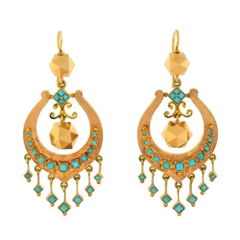 An absolutely incredible pair of earrings from the Victorian (ca1880) era! Crafted in 18kt rose GOLD. Gold Ball Earrings, Victorian Drop Earrings, Folklore Art, Antique Turquoise, Persian Turquoise, Golden Earrings, Ball Earrings, Pearl Earrings Dangle, Antique Earrings