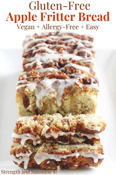 Amish Apple Fritter, Gluten Free Apple Recipes, Gluten Free Quick Bread, Apple Fritter Bread, Apple Fritter, Gluten Free Recipes Bread, Gluten Free Sweet, Cinnamon Brown, Gluten Free Sweets