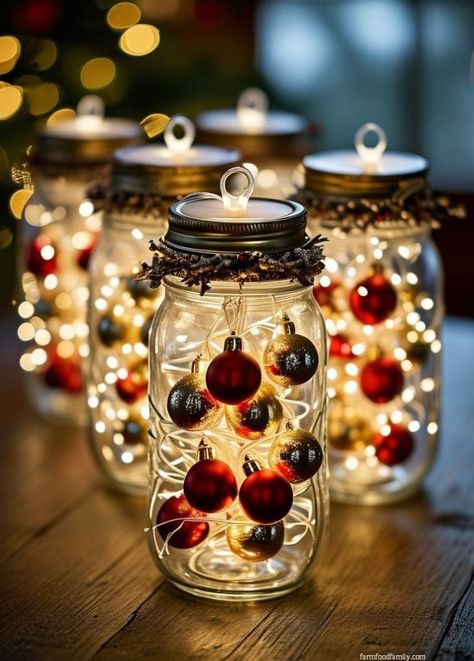 55+ Easy DIY Christmas Mason Jar Lights to Elevate Your Festive Decor 77 Christmas Decor Jar Ideas, Diy Christmas Jars Crafts, Mason Jar Christmas Crafts With Lights, Christmas Centerpieces Mason Jars, Ball Jar Christmas Crafts, Christmas Jar Decorations, Canning Jar Christmas Crafts, Diy Mason Jar Christmas Decor, Mason Jars Christmas Ideas